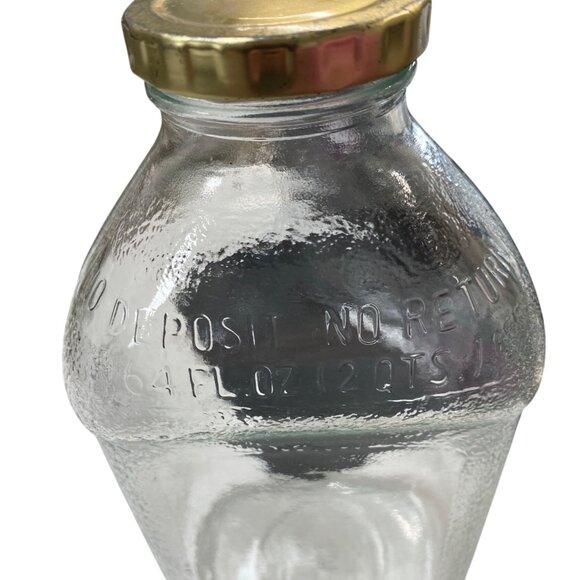 Vintage 64 Oz Glass Bottle With Gold Lid - Picture 4 of 7